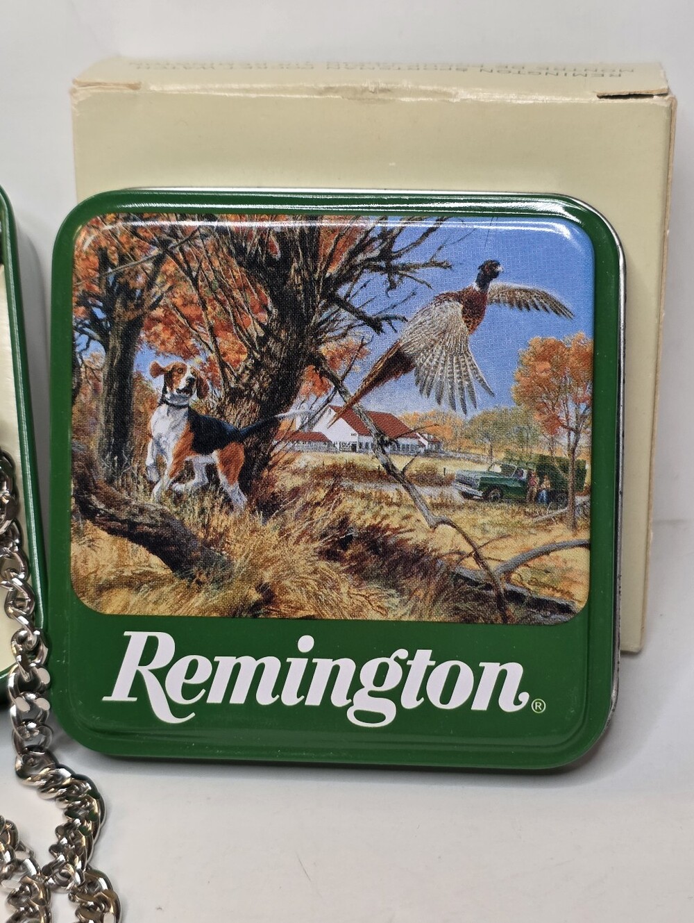 Remington Vintage Pocket Watch Metal Tin Pheasant Bird Hunting Dog Mens Jewelry - Picture 5 of 11
